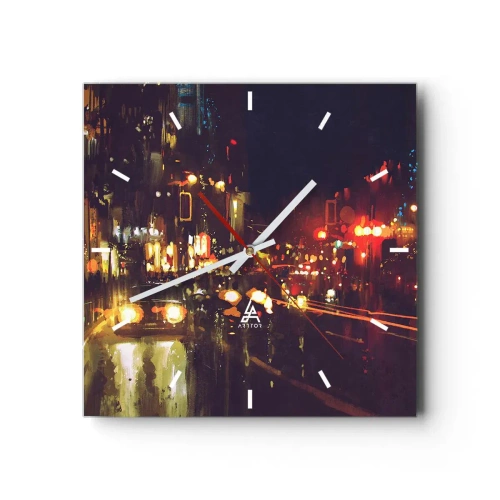 Ceas de perete - Ceas pe sticlă - Scufundat în lumina nopții - 30x30 cm