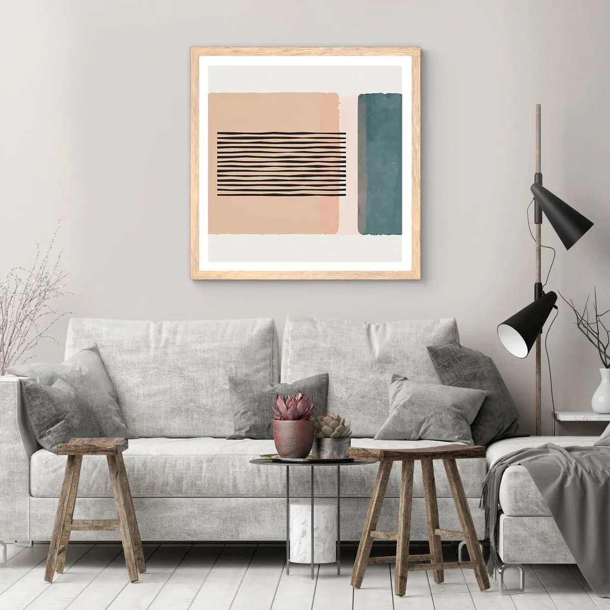 Poster în ramă de stejar deschis - Totul este în regulă - 30x30 cm