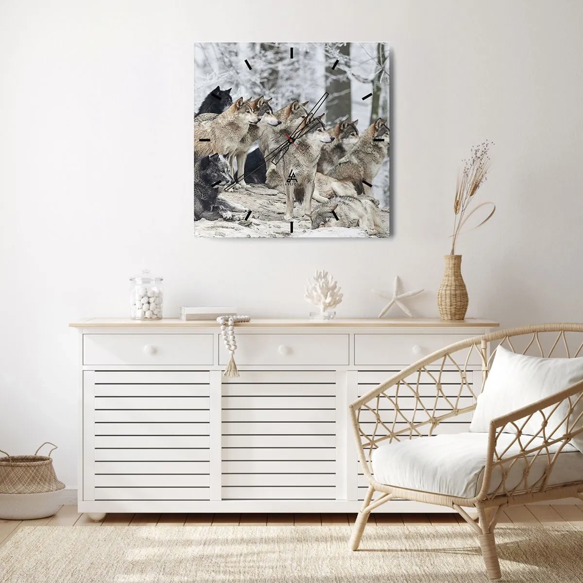 Ceas de perete - Ceas pe sticlă - Familie și prieteni - 40x40 cm