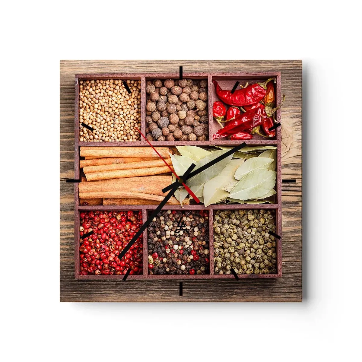 Ceas de perete - Ceas pe sticlă - Ordine de forme, buchet de arome - 30x30 cm