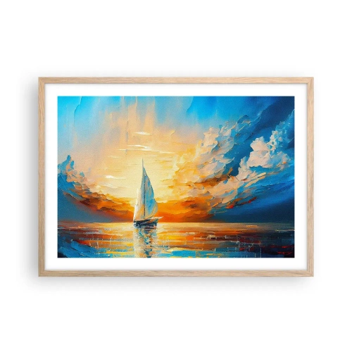 Poster în ramă de stejar deschis - Navigare prin aur - 70x50 cm