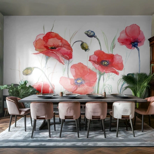 Tapet Premium Canvas - Flori poloneze - Flori, Seminte de mac, Natură - 350x256 cm