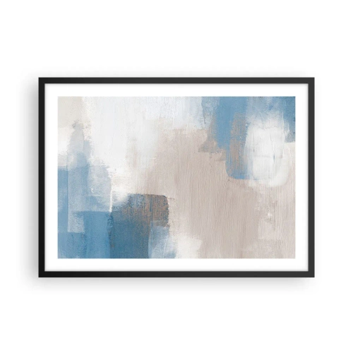 Poster în ramă neagră - Abstracție roz în spatele unui voal de albastru - 70x50 cm