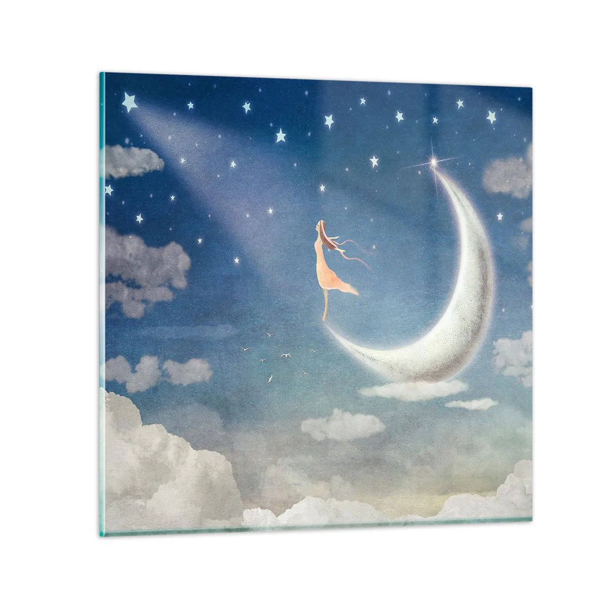 Tablou pe sticlă - Provocatoare în albastru - 70x70 cm