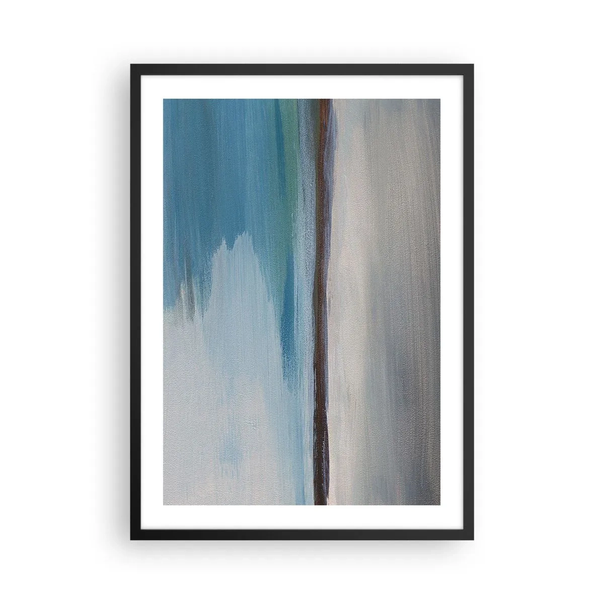 Poster în ramă neagră - Peisaj abstract în nuanțe de albastru și gri - 50x70cm - Peisaj orizontal - Decorațiune modernă pentru perete pentru living și dormitor ARTTOR