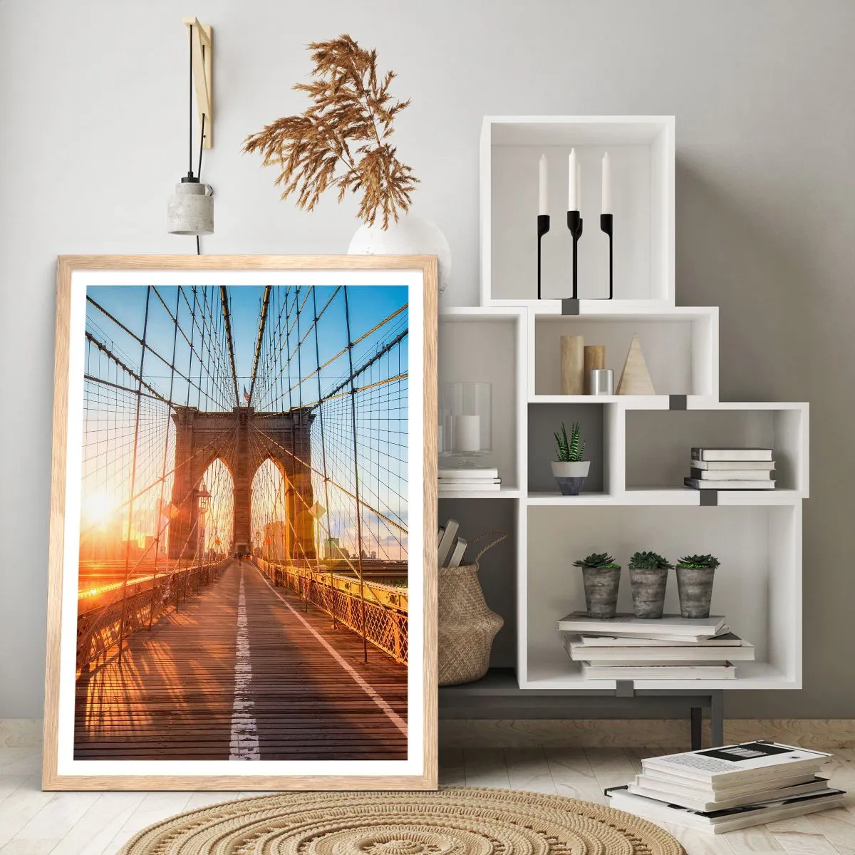 Poster în ramă de stejar deschis - Pe podul de aur - 30x40 cm
