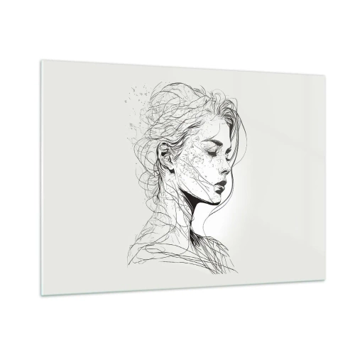 Tablou pe sticlă - Desenată cu linii - 100x70 cm