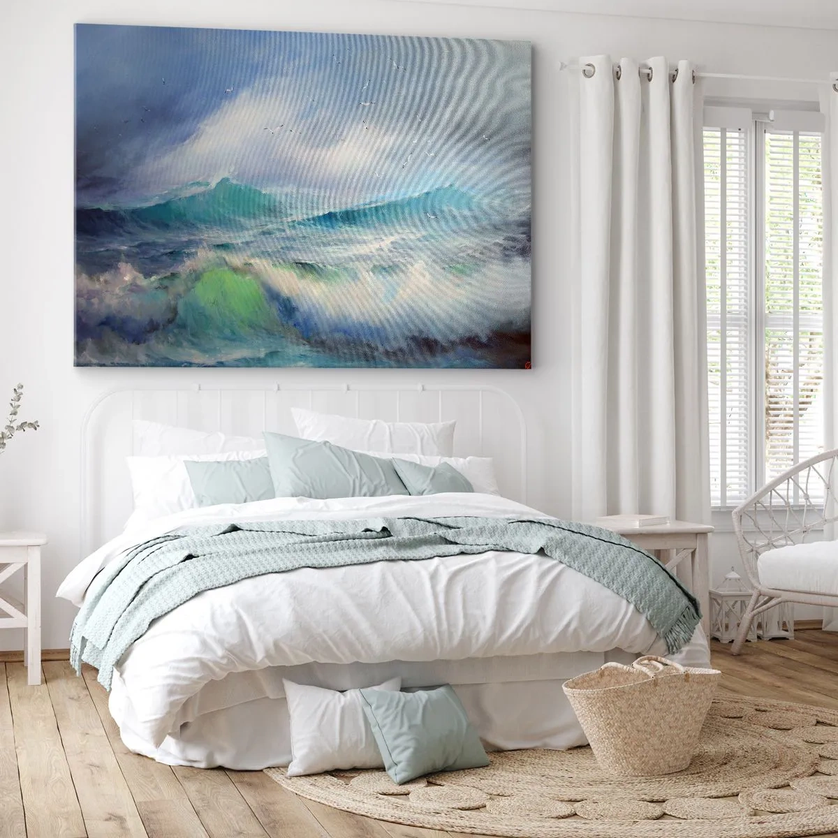 Tablou pe pânză Canvas - Valuri aspre pe ocean - 70x50cm - Vârtejul a gemut de triumf... - Decorațiune modernă pentru perete pentru living și dormitor ARTTOR