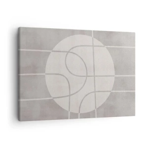 Tablou pe pânză Canvas - Model geometric în nuanțe de gri și alb - 70x50cm - Circular și drept înainte - Decorațiune modernă pentru perete pentru living și dormitor ARTTOR
