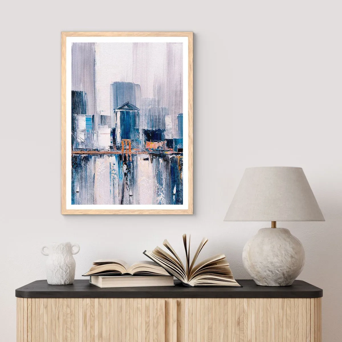 Poster în ramă de stejar deschis - Impresie de New York - 50x70 cm