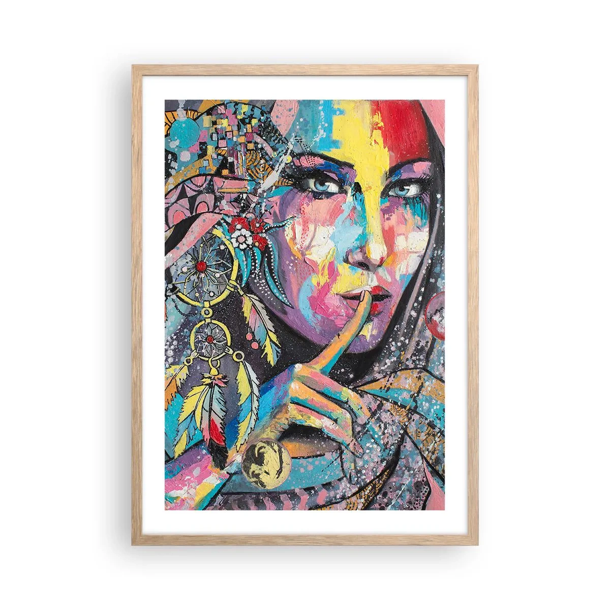 Poster în ramă de stejar deschis - Taci până când înțelegi - 50x70 cm