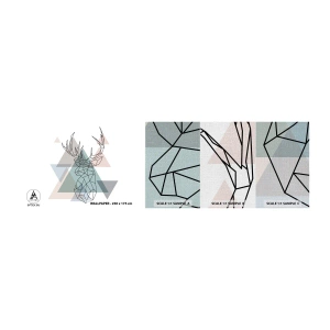 Mostră tapet Premium Canvas - Într-o pădure geometrică - Abstracția, Cerb, Grafică - 100x30 cm