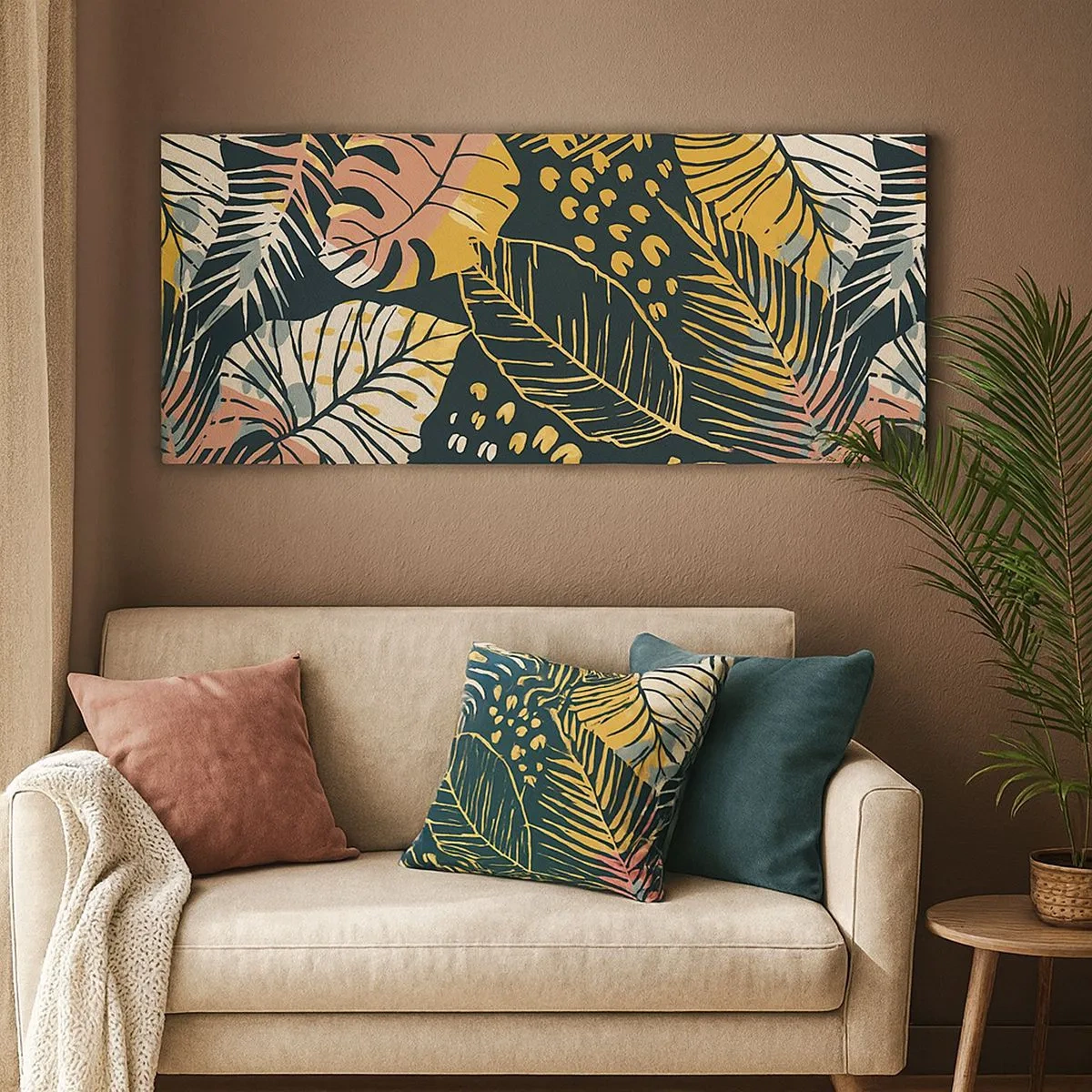 Tablou pe pânză - Fantezie cu frunze - 100x40 cm