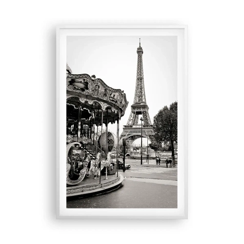 Poster în ramă albă - Distracții retro pariziene - 61x91 cm