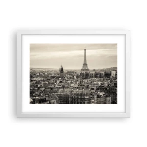 Poster în ramă albă - Deasupra acoperișurilor Parisului - 40x30 cm
