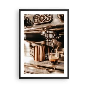 Poster în ramă neagră - Espresso aromat de la espressor - 50x70cm - Strălucirea cafelei - Decorațiune modernă pentru perete pentru living și dormitor ARTTOR