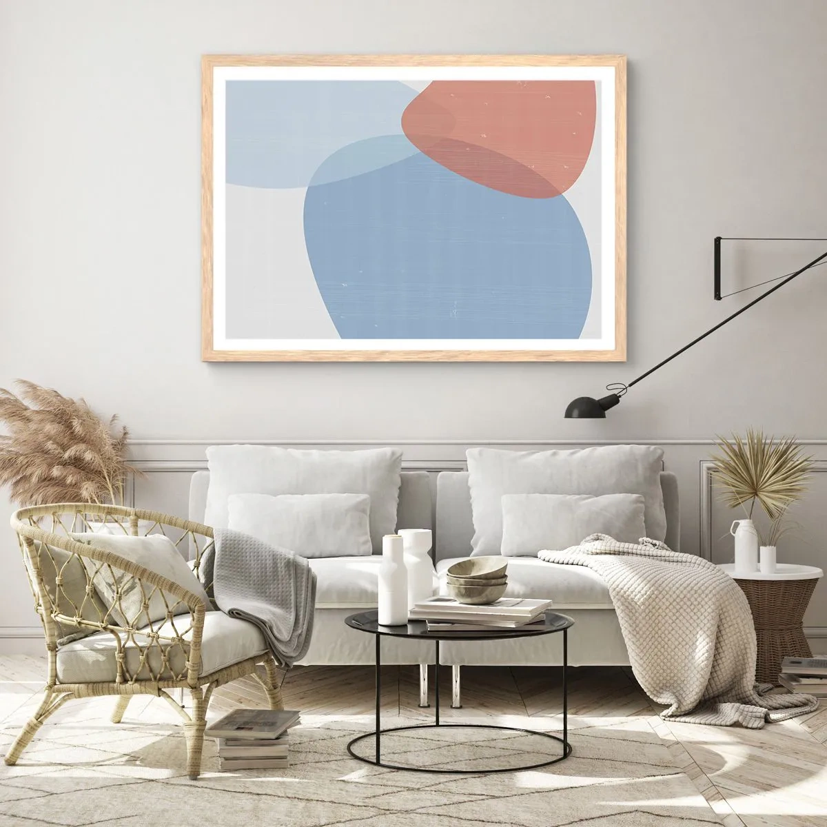 Poster în ramă de stejar deschis - Relații pastelate - 100x70 cm
