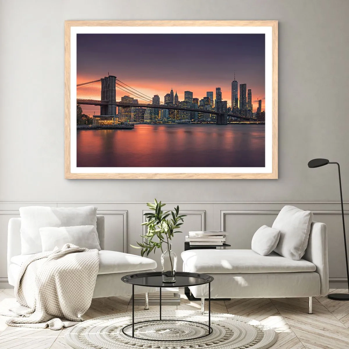 Poster în ramă de stejar deschis - Scufundate în tăcerea liliachie - 40x30 cm