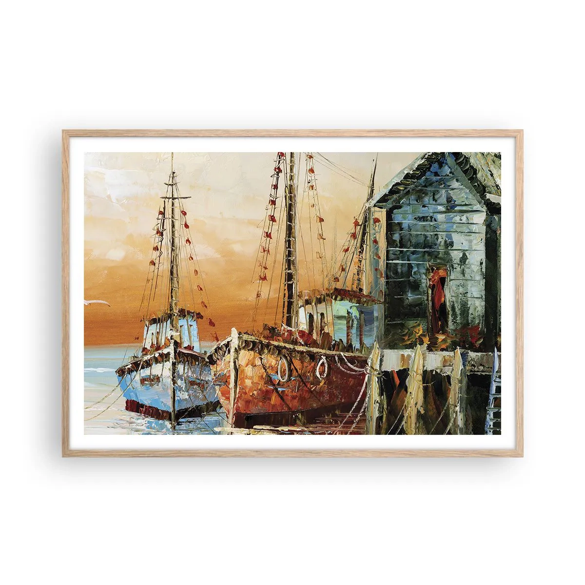 Poster în ramă de stejar deschis - Întoarcere pașnică - 100x70 cm