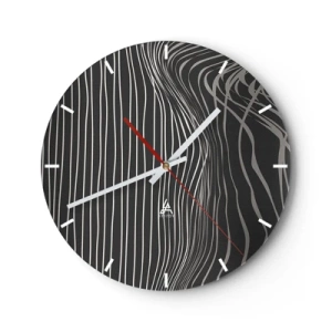 Ceas de perete - Ceas pe sticlă - Linii abstracte pe un fundal întunecat - 30x30cm - Ritm și accent - Decorațiune modernă pentru perete pentru living, bucătărie și dormitor ARTTOR