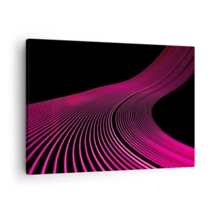 Tablou pe pânză Canvas - Linii futuriste în nuanțe de roz pe fundal negru - 70x50cm - Bulevardul de lumină - Decorațiune modernă pentru perete pentru living și dormitor ARTTOR