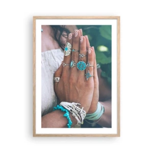 Poster în ramă de stejar deschis - Bine ați venit în centrul ființei - 50x70 cm