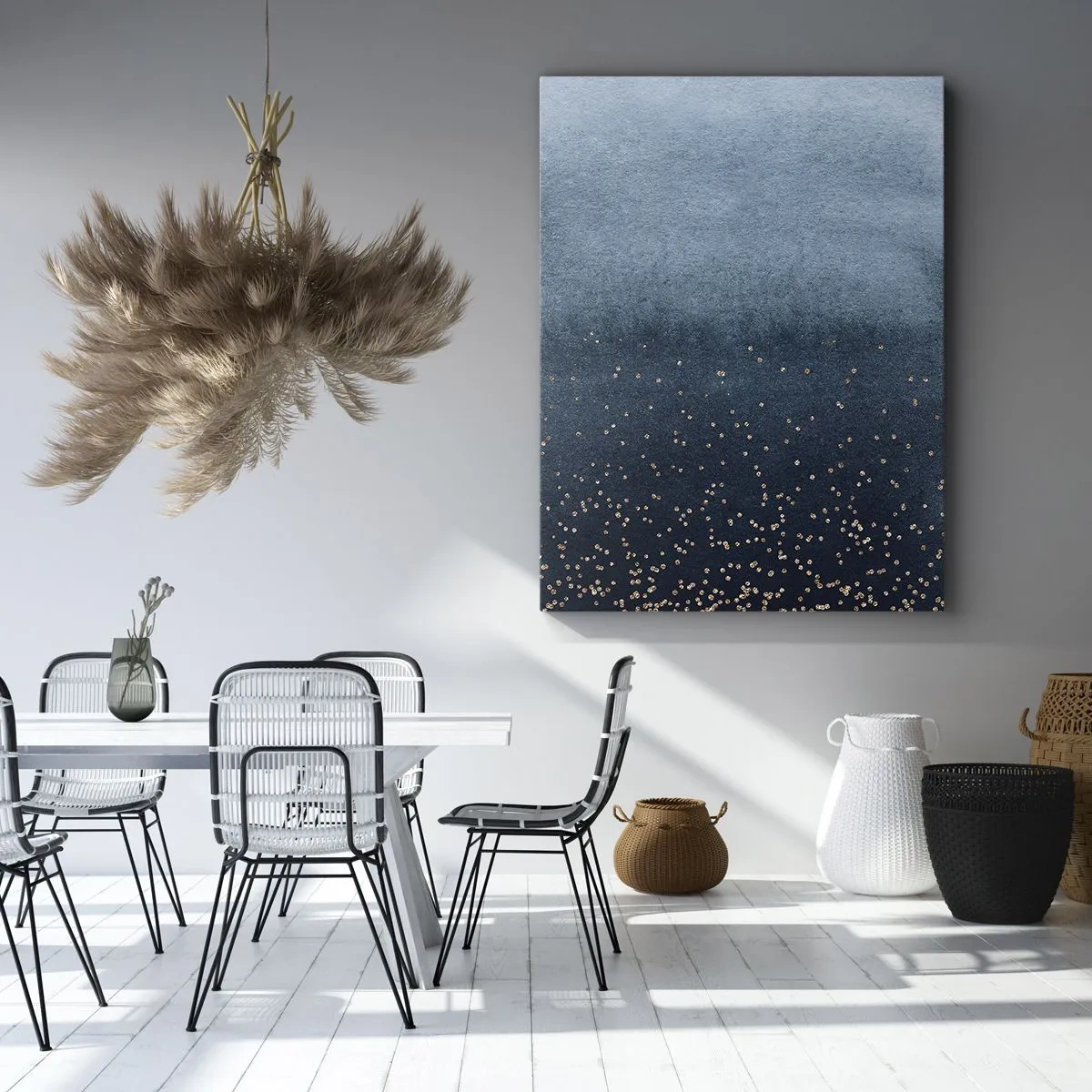Tablou pe pânză - Compoziție - faze albastre - 65x120 cm