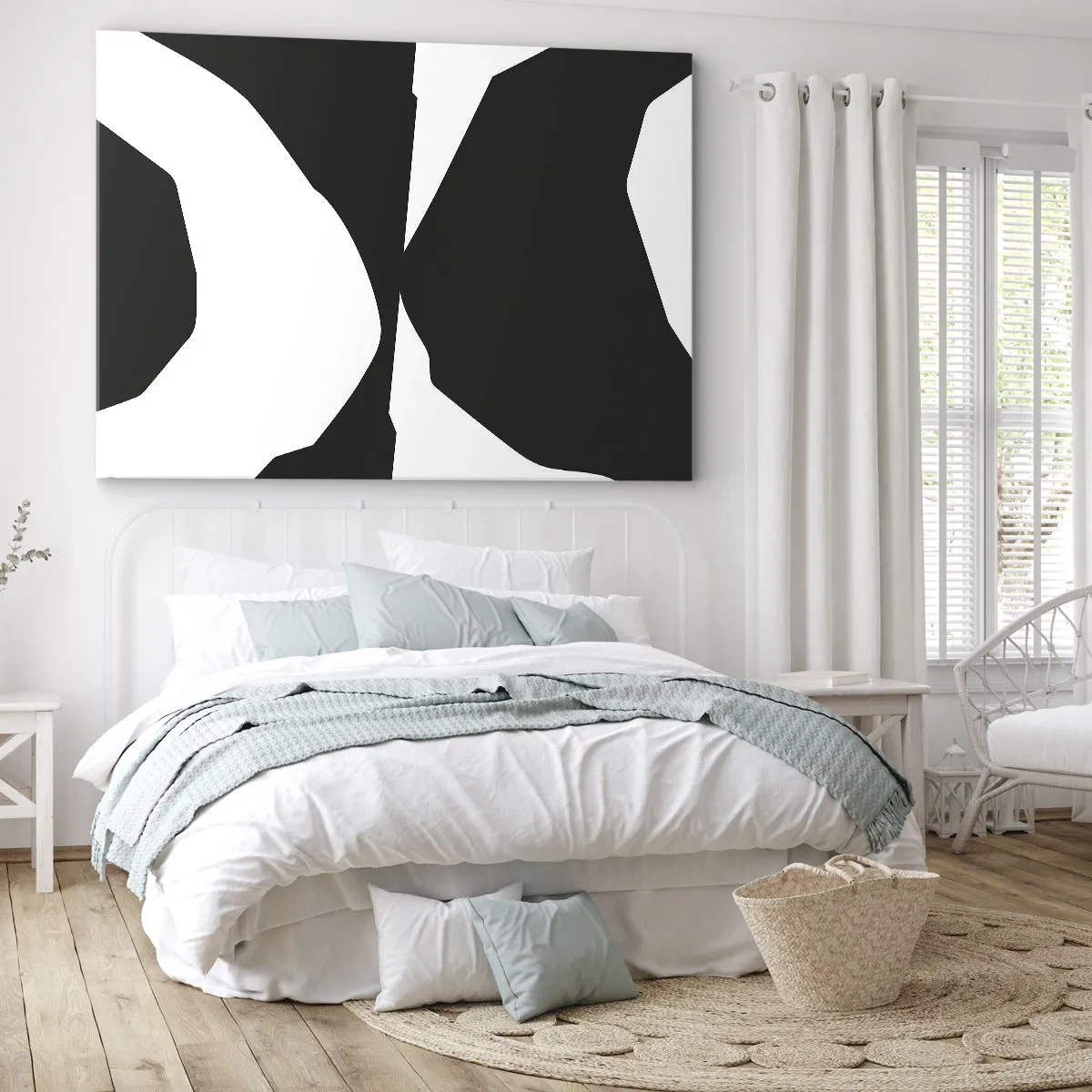 Tablou pe pânză Canvas - Model abstract de contrast în alb și negru - 70x50cm - Pozitiv -negativ - Decorațiune modernă pentru perete pentru living și dormitor ARTTOR