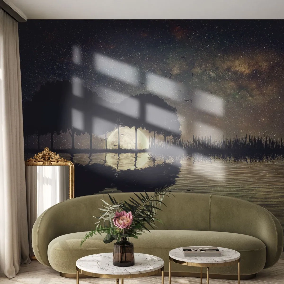 Tapet Standard Eco - O noapte la capătul lumii - Peisaj, Lac, Luna - 400x280 cm