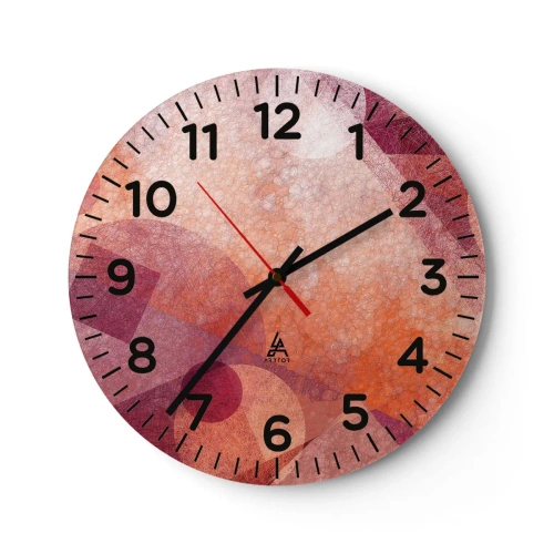 Ceas de perete - Ceas pe sticlă - Transformări geometrice în roz - 30x30 cm