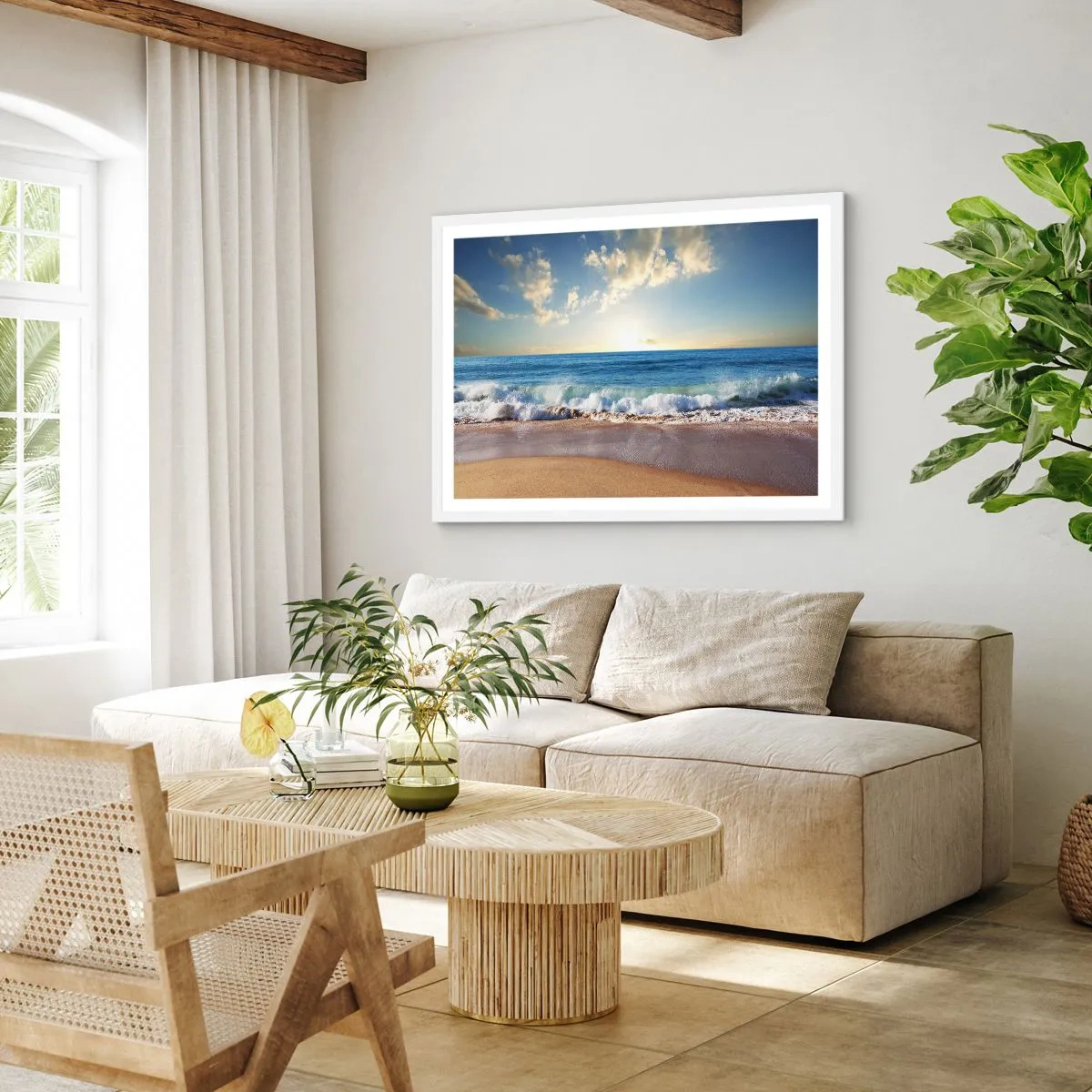 Poster în ramă albă - Mișcare și liniște în același timp - 91x61 cm