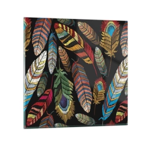 Tablou pe sticlă - Carnavalul păsărilor - 30x30 cm