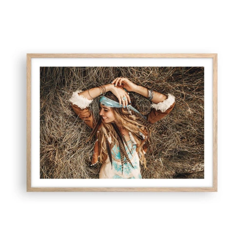 Poster în ramă de stejar deschis - În drum spre vara iubirii - 70x50 cm