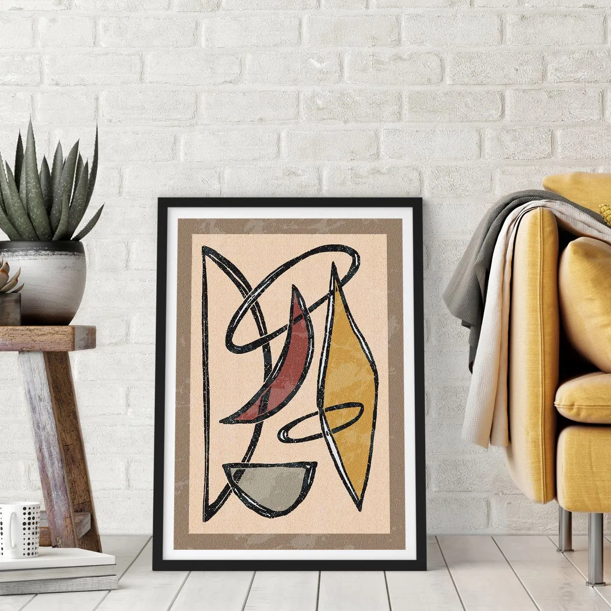 Poster în ramă neagră - Compoziție - arcuri și ovale - 70x100 cm