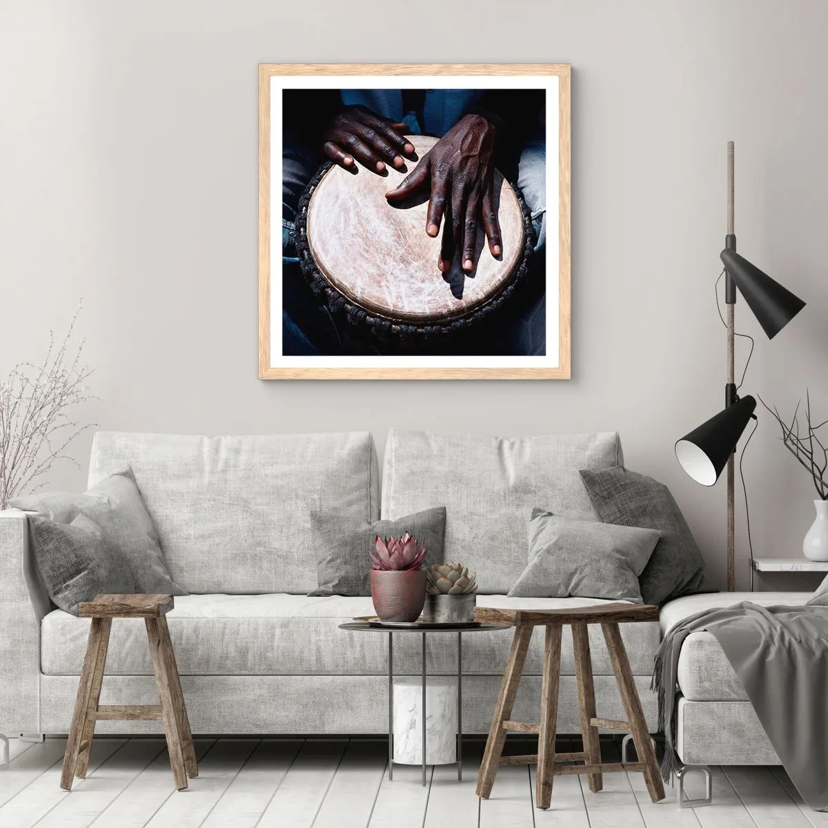 Poster în ramă de stejar deschis - Trăiește în ritmul tău - 40x40 cm