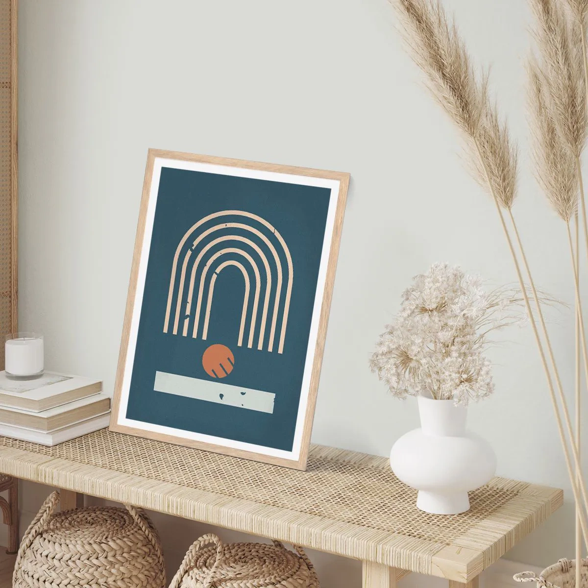 Poster în ramă de stejar deschis - Geometrie în funcție de rodie - 40x50 cm