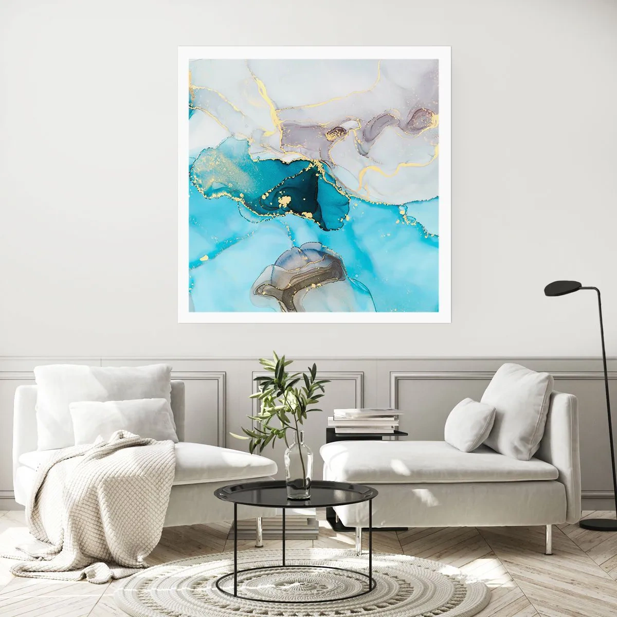 Poster - Un studiu al întâlnirii dintre gri și turcoaz - 40x40 cm