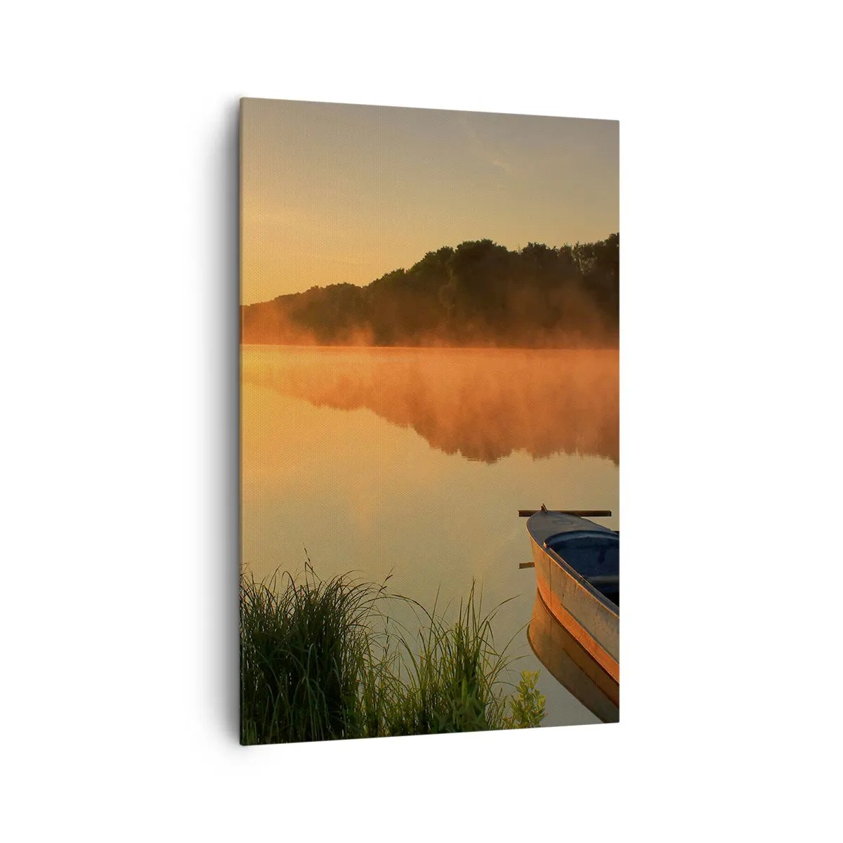 Tablou pe pânză - Răsăritul soarelui peste apă ca un strat de oglindă - 80x120 cm