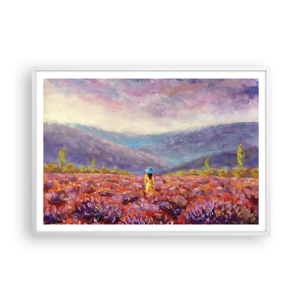 Poster în ramă albă - Într-o lume de lavandă - 100x70 cm