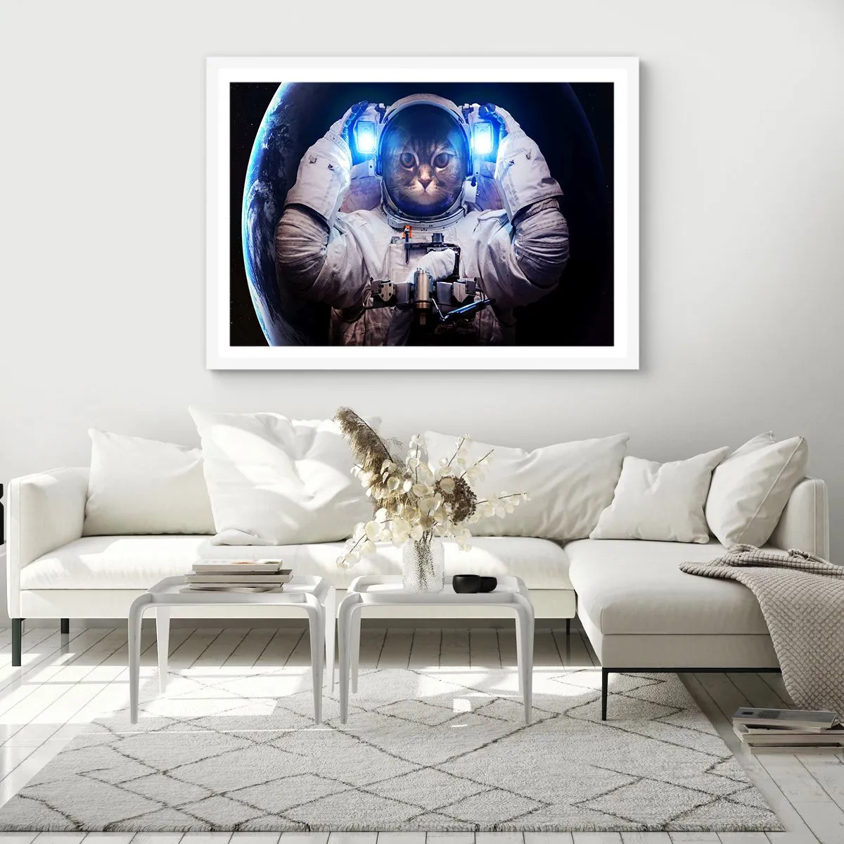 Poster în ramă albă - Houston, aveți o problemă - 70x50 cm