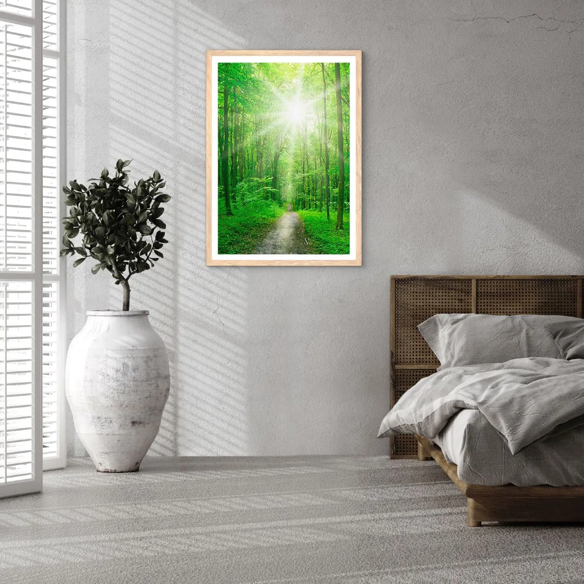 Poster în ramă de stejar deschis - Catedrala verde - 50x70 cm