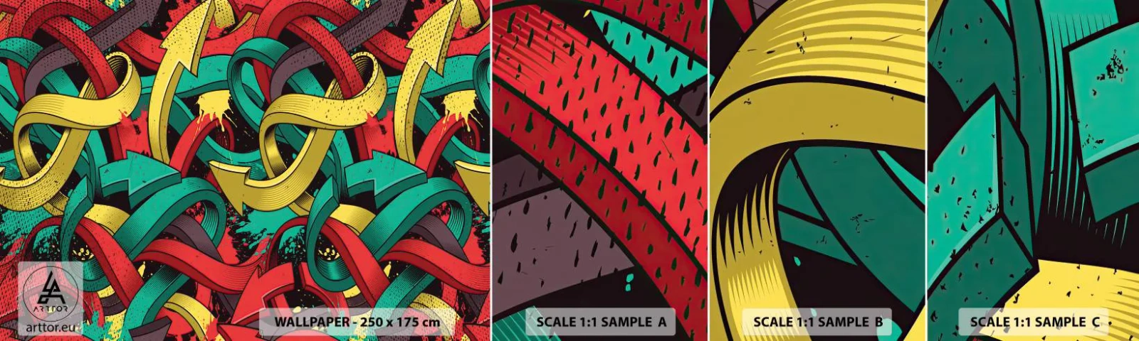 Mostră de Tapet Standard Eco - Pe unde să mergem? - Abstracția, Bucată, Banda desenata - 100x30 cm