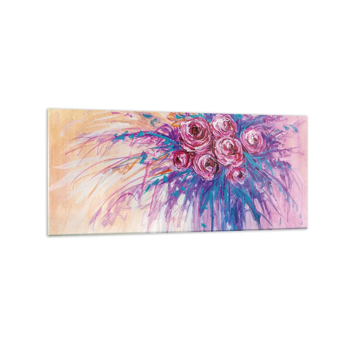 Tablou pe sticlă - Fântână de trandafiri - 120x50 cm