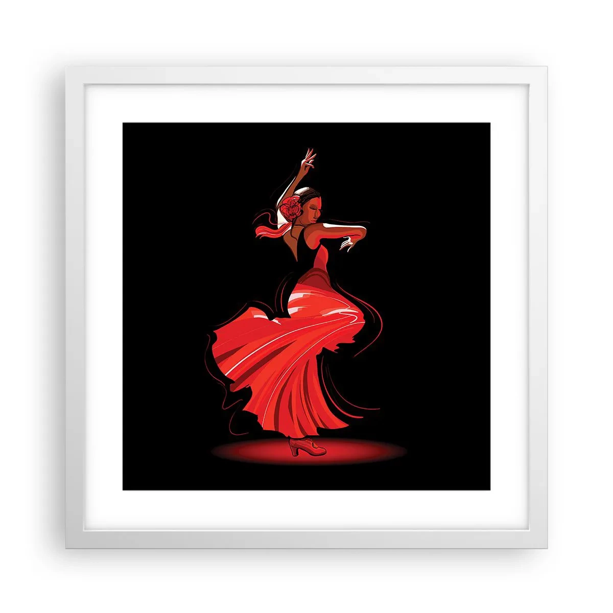 Poster în ramă albă - Spiritul înflăcărat al flamenco-ului - 40x40 cm