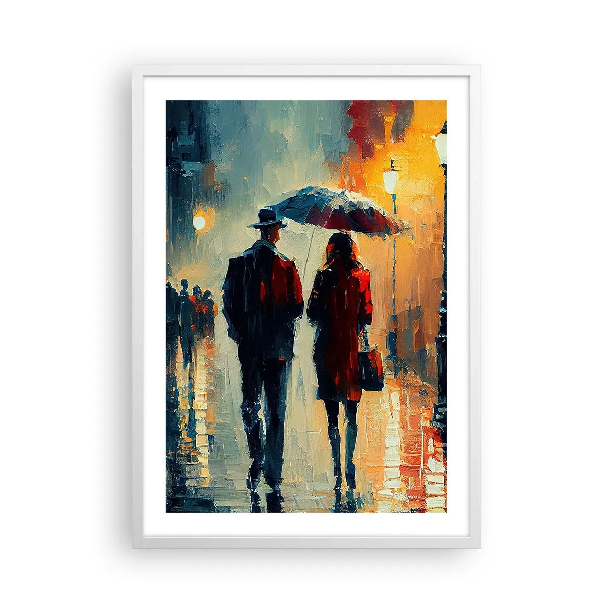 Poster în ramă albă - Poveste de dragoste urbană - 50x70 cm