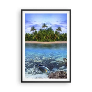 Poster în ramă neagră - Insula paradisiacă vă invită - 61x91 cm