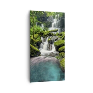 Tablou pe pânză - Turcoaz, safir și argint lichid - 65x120 cm