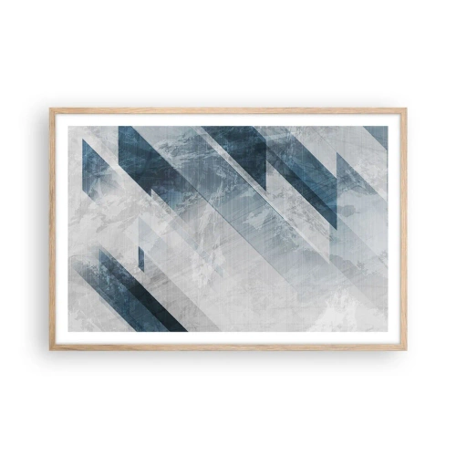 Poster în ramă de stejar deschis - Compoziția spațială - mișcarea griului - 91x61 cm