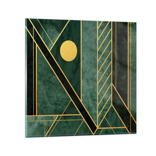 Tablou pe sticlă - Dinamica aurului și a azurului - 30x30 cm