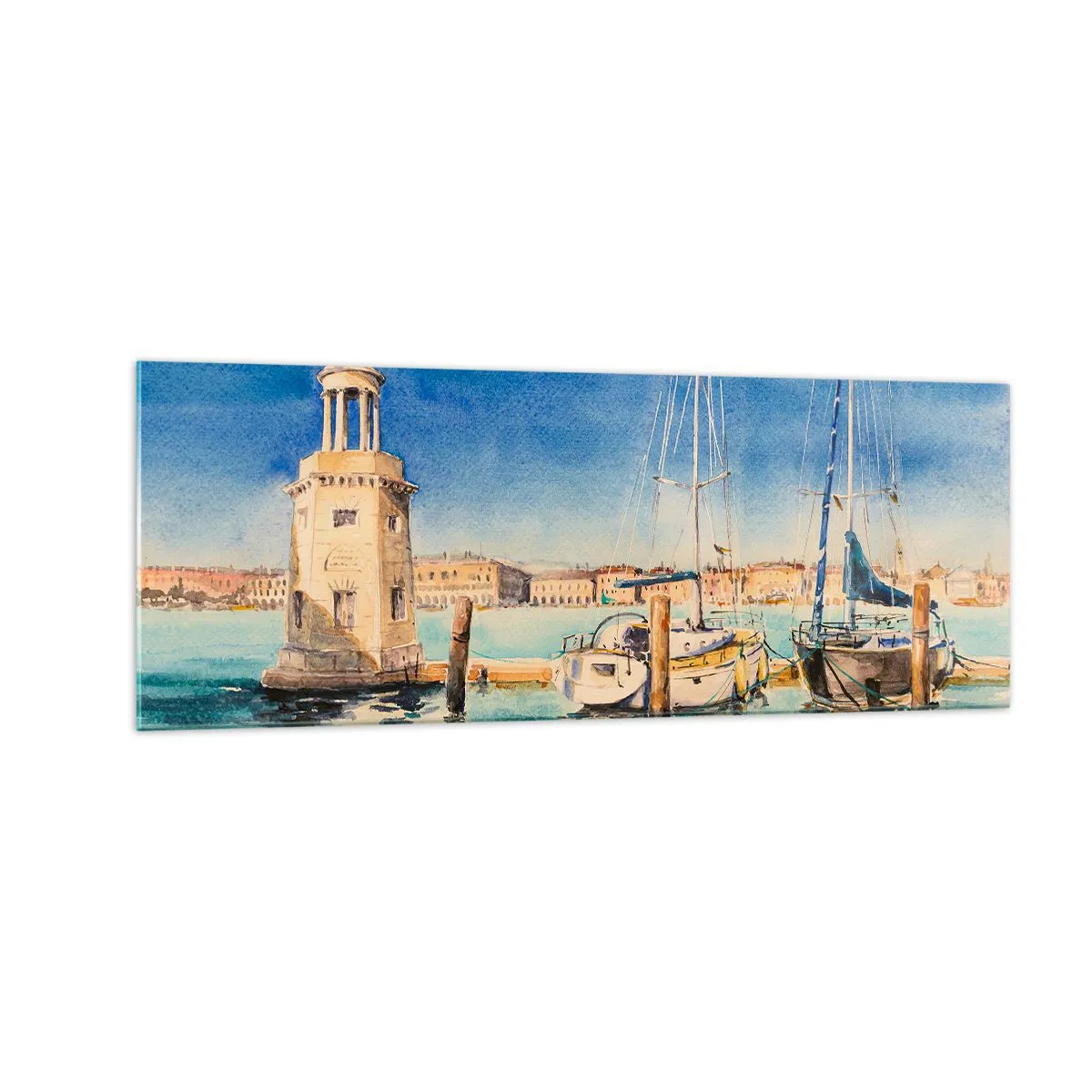 Tablou pe sticlă - Laguna însorită - 140x50 cm